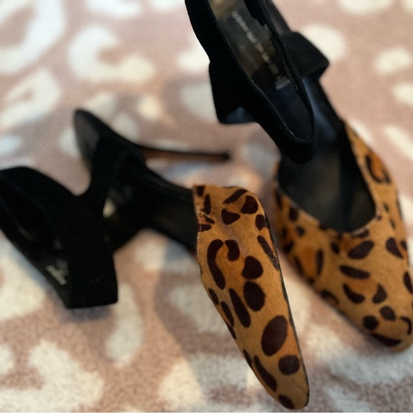 Heels Leopard Steven Steve Madden Point Toe SZ 10 Pumps Ankle Strap - Picture 6 of 11